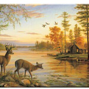 Cabin Scene Cutting Board 16" wide x 12" tall Tempered Glass Cutting Board 787-A